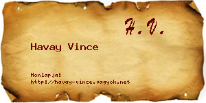 Havay Vince névjegykártya